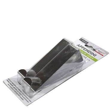 Κρεμάστρα Πόρτας Ασημί Χρώμιο 13x2.5x6.5cm Σετ 2Τμχ