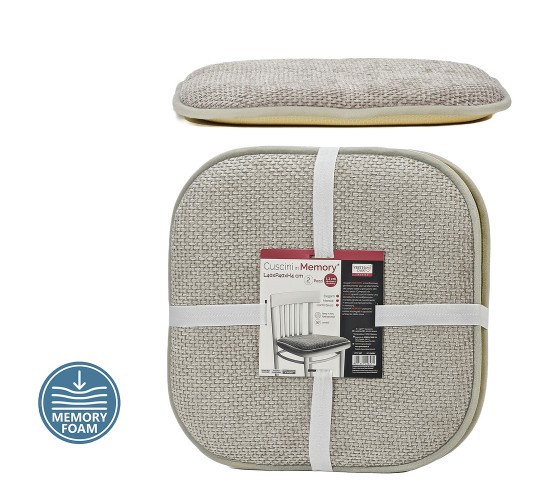 Μαξιλάρι Καρέκλας Memory Foam Ανοιχτό Γκρι 40x40cm Σετ 2Τμχ