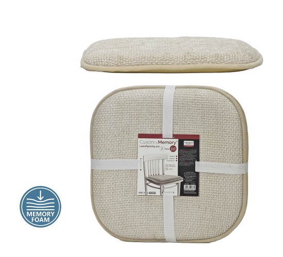Μαξιλάρι Καρέκλας Memory Foam Ιβουάρ 40x40cm Σετ 2Τμχ