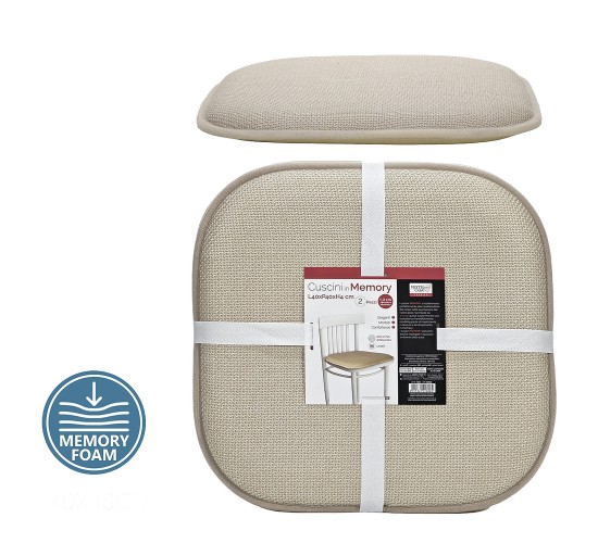 Μαξιλάρι Καρέκλας Memory Foam Μπεζ 40x40cm Σετ 2Τμχ
