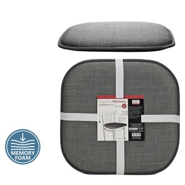 Μαξιλάρι Καρέκλας Memory Foam Σκούρο Γκρι 40x40cm Σετ 2Τμχ
