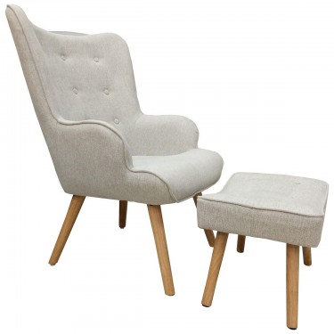 Πολυθρόνα ArteLibre AMARANTHUS Με Υποπόδιο Μπεζ 98x70x77cm