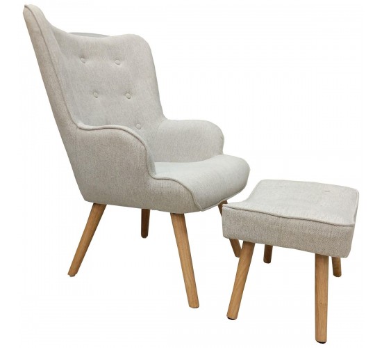 Πολυθρόνα ArteLibre AMARANTHUS Με Υποπόδιο Μπεζ 98x70x77cm