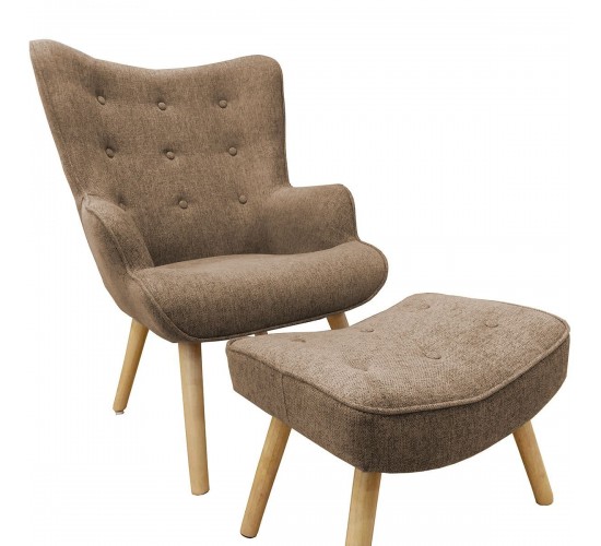 Πολυθρόνα ArteLibre AMARANTHUS Με Υποπόδιο Καφέ/Γκρι 98x70x77cm