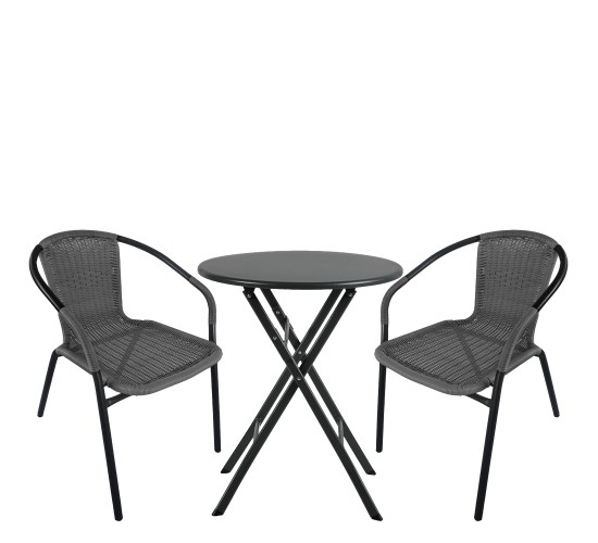 Σετ Τραπεζαρία Κήπου ArteLibre NOVA Μαύρο/Γκρι Rattan/Μέταλλο Με 2 Πολυθρόνες 14990500