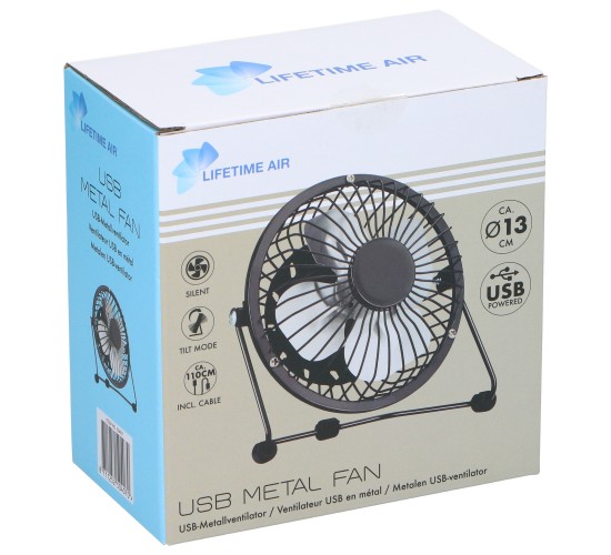 Επιτραπέζιος Ανεμιστήρας USB Μαύρο 13cm LIFETIME AIR