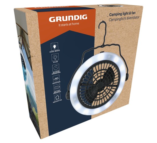Φωτιστικό/Ανεμιστήρας Camping Φ19.5x6.3cm GRUNDIG