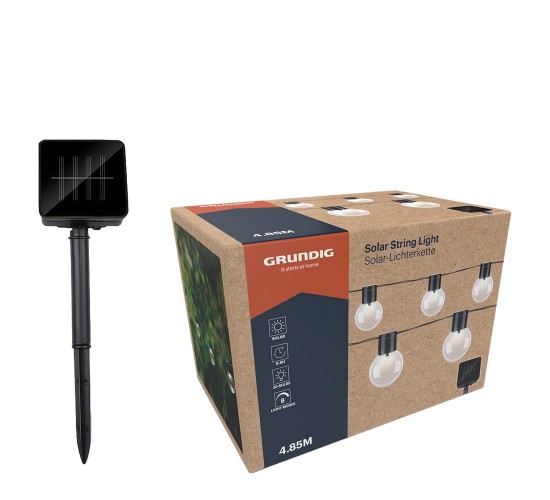 Ηλιακά Φωτάκια 20 Λαμπτήρες Ζεστό Λευκό GRUNDIG
