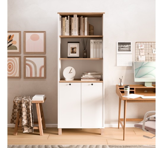 Βιβλιοθήκη ArteLibre BRAGI Λευκό/Φυσικό Μοριοσανίδα 69.5x32x180cm
