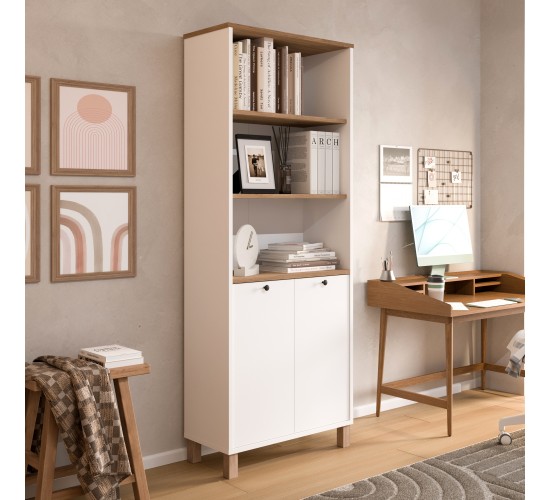 Βιβλιοθήκη ArteLibre BRAGI Λευκό/Φυσικό Μοριοσανίδα 69.5x32x180cm