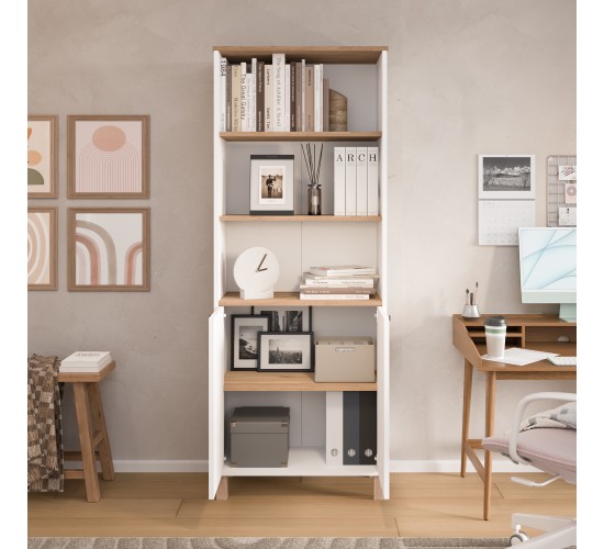 Βιβλιοθήκη ArteLibre BRAGI Λευκό/Φυσικό Μοριοσανίδα 69.5x32x180cm