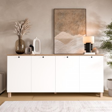 Μπουφές ArteLibre BALDER Λευκό/Φυσικό Μοριοσανίδα 180x42.1x80cm