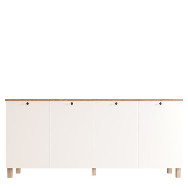 Μπουφές ArteLibre BALDER Λευκό/Φυσικό Μοριοσανίδα 180x42.1x80cm