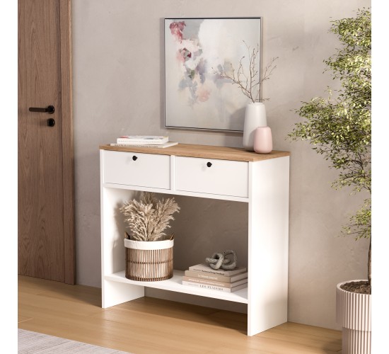 Κονσόλα ArteLibre FENRIR Λευκό/Φυσικό Μοριοσανίδα 90x32x81.8cm