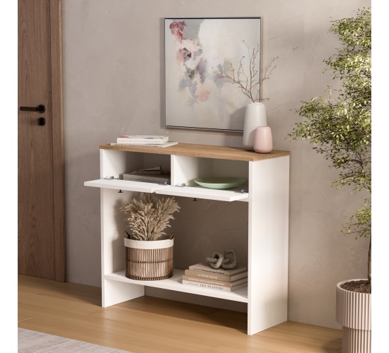 Κονσόλα ArteLibre FENRIR Λευκό/Φυσικό Μοριοσανίδα 90x32x81.8cm