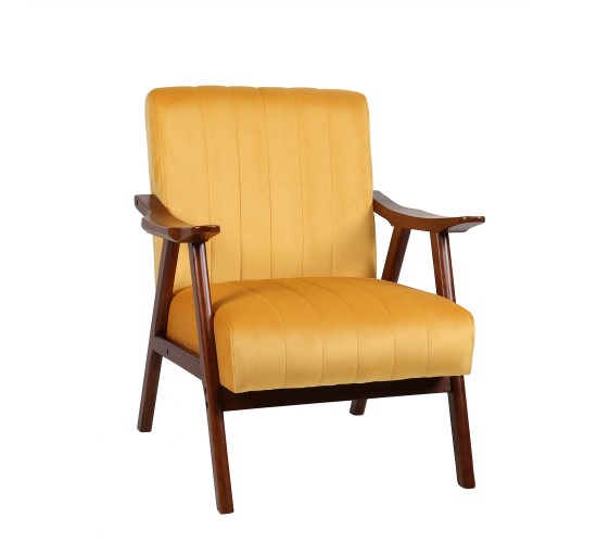 Πολυθρόνα ArteLibre KILADRA Κίτρινο Βελούδο/Ξύλο 74x70x87cm