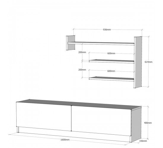 Σύνθετο ArteLibre ALPHA Λευκό 160x32x40cm Σύνθετο ArteLibre ALPHA Λευκό 160x32x40cm