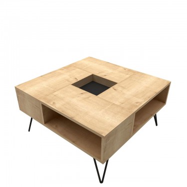 Τραπεζάκι Σαλονιού ArteLibre DONOUSA Δρυς/Μαύρο 80x80x38.6cm