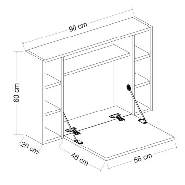 Γραφείο Τοίχου Ανοιγόμενο ArteLibre AMORGOS Λευκό/Καρυδί Μοριοσανίδα 90x20 46x60cm