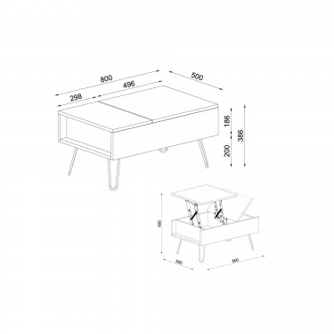 Τραπεζάκι Σαλονιού ArteLibre LIMNOS Φυσικό/Λευκό Μοριοσανίδα/Μελαμίνη 80x50x39cm