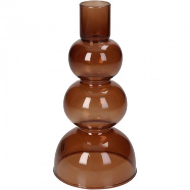 Κηροπήγιο ArteLibre Καφέ Γυαλί 8x8x16cm