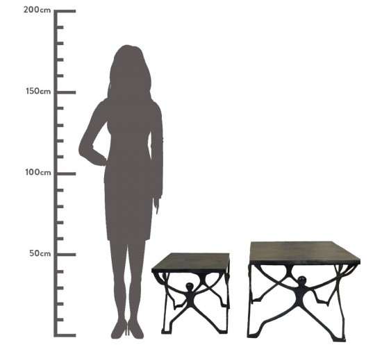 Τραπεζάκι ArteLibre Άνθρωποι Μαύρο Αλουμίνιο 58x58x49cm Σετ 2Τμχ