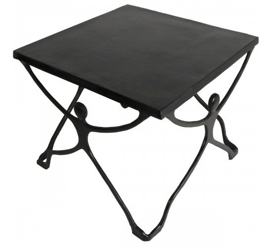 Τραπεζάκι ArteLibre Άνθρωποι Μαύρο Αλουμίνιο 58x58x49cm Σετ 2Τμχ