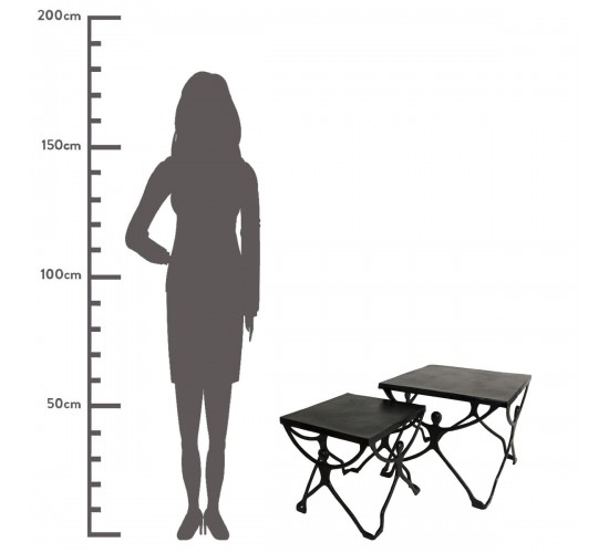 Τραπεζάκι ArteLibre Άνθρωποι Μαύρο Αλουμίνιο 58x58x49cm Σετ 2Τμχ