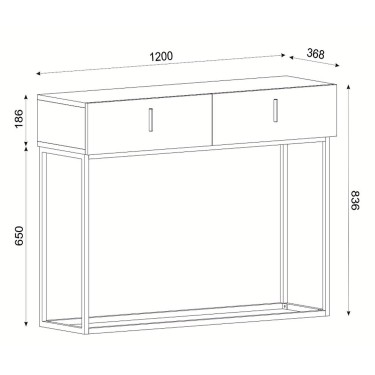 Κονσόλα ArteLibre Mykonos Καφέ/Μαύρη Βάση Μοριοσανίδα/Μελαμίνη/Μέταλλο 120x37x84cm