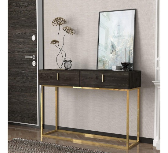 Κονσόλα Mykonos Καφέ/Μπρονζέ Βάση Μοριοσανίδα/Μελαμίνη/Μέταλλο 120x37x84cm