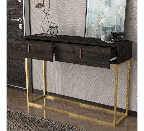 Κονσόλα Mykonos Καφέ/Μπρονζέ Βάση Μοριοσανίδα/Μελαμίνη/Μέταλλο 120x37x84cm