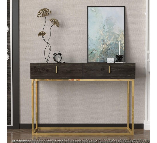 Κονσόλα Mykonos Καφέ/Μπρονζέ Βάση Μοριοσανίδα/Μελαμίνη/Μέταλλο 120x37x84cm