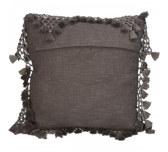 Μαξιλάρι ArteLibre Με Φούντες Γκρι Βαμβακερό 45x45cm