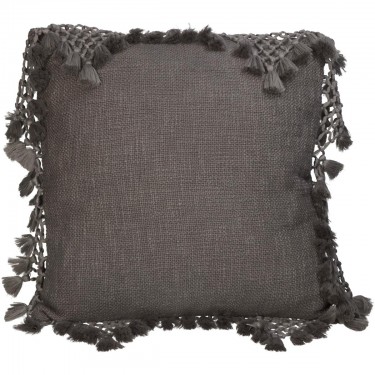 Μαξιλάρι ArteLibre Με Φούντες Γκρι Βαμβακερό 45x45cm