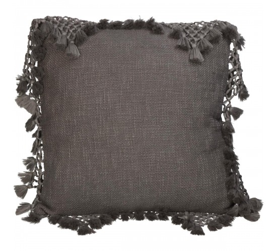 Μαξιλάρι ArteLibre Με Φούντες Γκρι Βαμβακερό 45x45cm