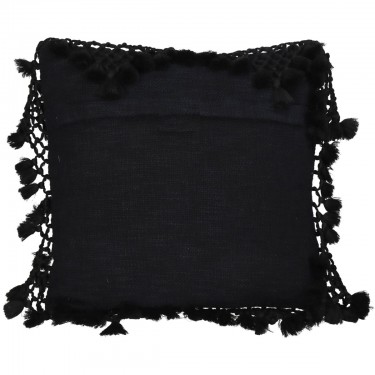 Μαξιλάρι ArteLibre Με Φούντες Μαύρο Βαμβακερό 45x45cm