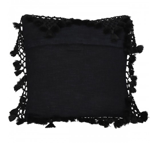 Μαξιλάρι ArteLibre Με Φούντες Μαύρο Βαμβακερό 45x45cm