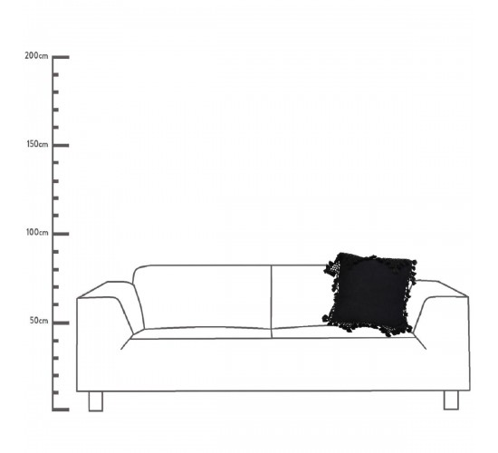 Μαξιλάρι ArteLibre Με Φούντες Μαύρο Βαμβακερό 45x45cm