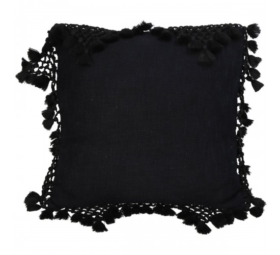 Μαξιλάρι ArteLibre Με Φούντες Μαύρο Βαμβακερό 45x45cm