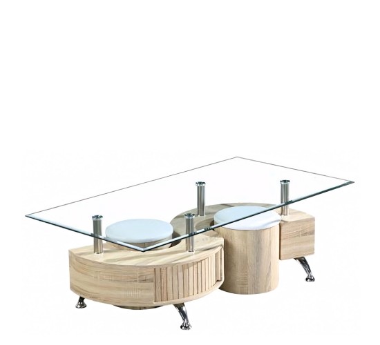 Τραπεζάκι Σαλονιού ArteLibre BROMELYA Διάφανο/Sonoma Γυαλί/MDF 130x70x45cm Τραπεζάκι Σαλονιού ArteLibre BROMELYA Διάφανο/Sonoma Γυαλί/MDF 130x70x45cm