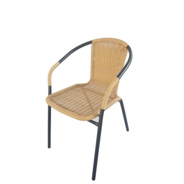 Πολυθρόνα ArteLibre Rattan Mercury Μπεζ/Μαύρο 54x61x73cm