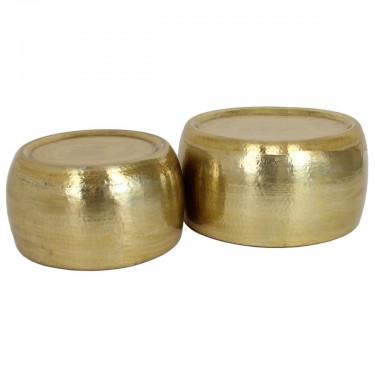 Τραπεζάκι-Κασπώ ArteLibre Χρυσό Μέταλλο 59x59x29.5cm Σετ 2Τμχ