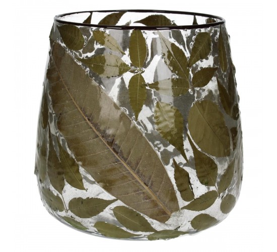 Κηροπήγιο ArteLibre Φύλλα Τσαγιού Διάφανο Γυαλί 20x20x20cm