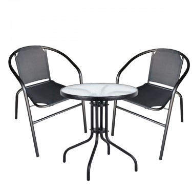 Σετ Τραπεζαρία Κήπου ArteLibre EARTH Μέταλλο Μαύρο Με 2 Πολυθρόνες