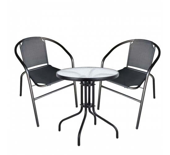 Σετ Τραπεζαρία Κήπου ArteLibre EARTH Μέταλλο Μαύρο Με 2 Πολυθρόνες