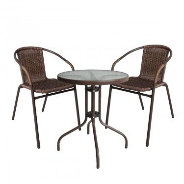 Σετ Τραπεζαρία Κήπου ArteLibre EARTH Μέταλλο Καφέ Με 2 Πολυθρόνες