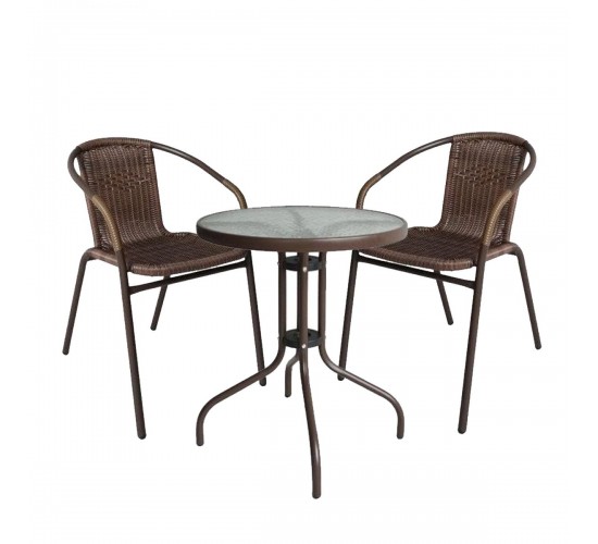 Σετ Τραπεζαρία Κήπου ArteLibre EARTH Μέταλλο Καφέ Με 2 Πολυθρόνες