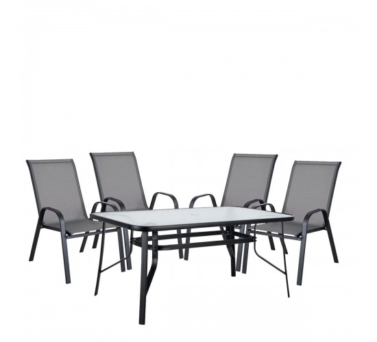 Σετ Τραπεζαρία Κήπου ArteLibre SUN Μέταλλο Μαύρο/Γκρι Με 4 Πολυθρόνες 14990067