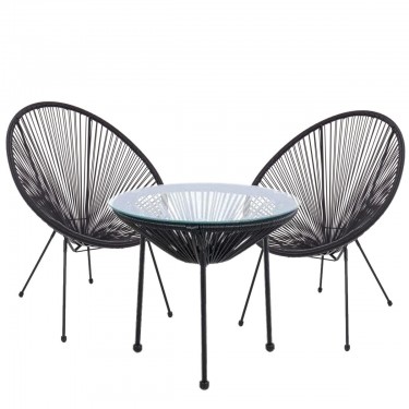 Σετ Τραπεζαρία Κήπου ArteLibre GANYMEDE Μέταλλο Μαύρο Με 2 Πολυθρόνες 14990068