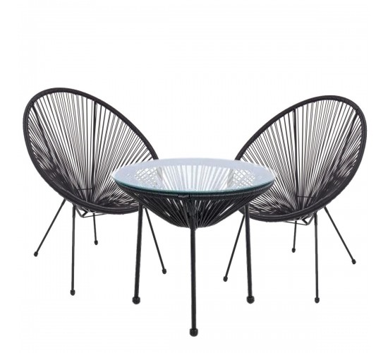 Σετ Τραπεζαρία Κήπου ArteLibre GANYMEDE Μέταλλο Μαύρο Με 2 Πολυθρόνες 14990068
